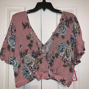 Cross Over Floral Crop Top